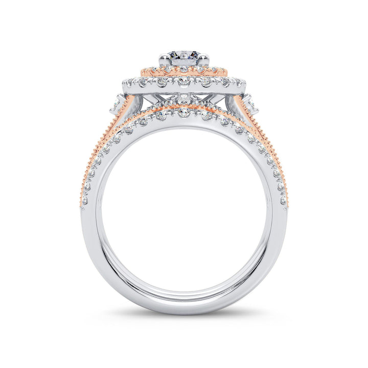 Romantic 14k Rose Gold 2ct Lab Diamond Bridal Ring
