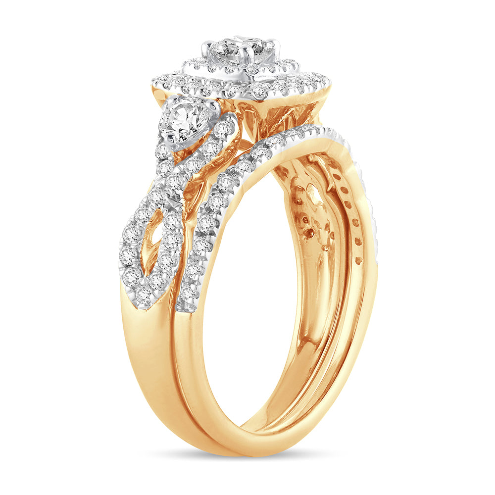 14K Yellow Gold Lab Diamond Bridal Ring - 1CT Brilliance