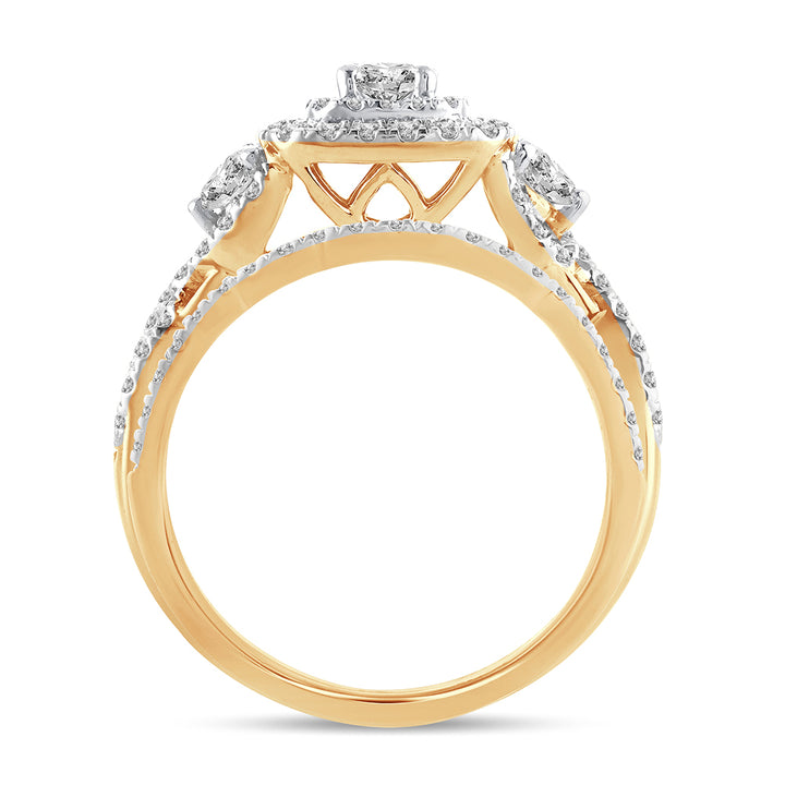 14K Yellow Gold Lab Diamond Bridal Ring - 1CT Brilliance