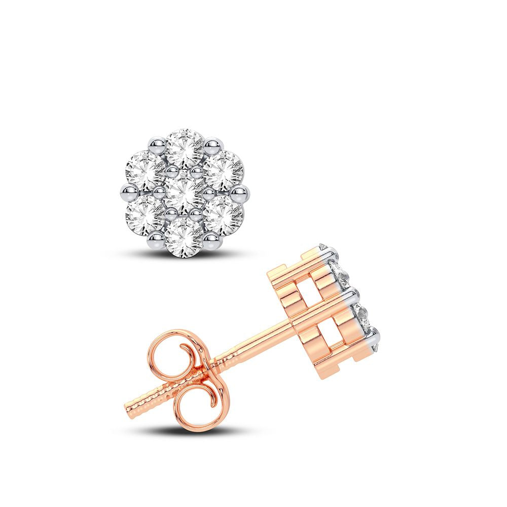 Romantic Rose Gold Lab Diamond Flower Earrings for Women