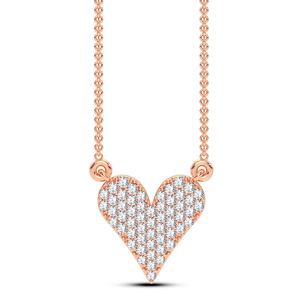 Romantic 14k Rose Gold 0.25CT Lab Diamond Pendant Necklace