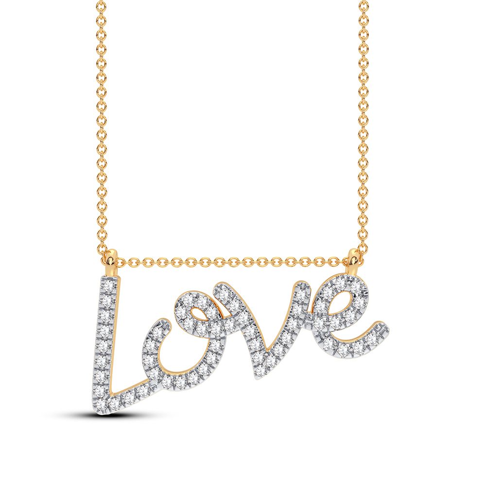 Chic 10K Gold 0.12CT Lab Diamond Womens Pendant Necklace