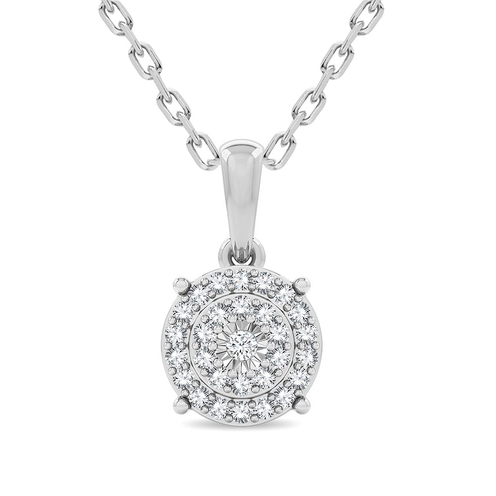 Elegant 14k White Gold 0.20CT Lab Diamond Pendant