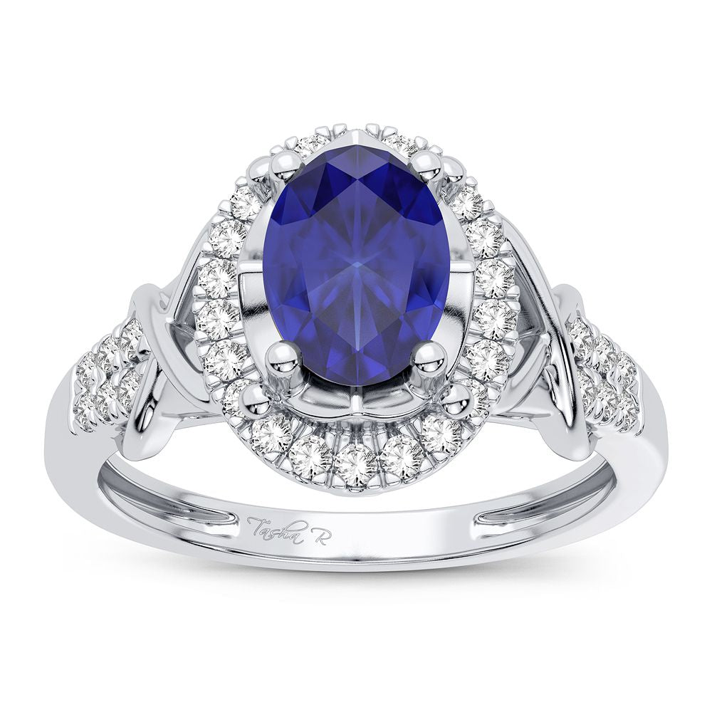 Luminous 14k White Gold Lab Diamond Womens Cocktail Ring