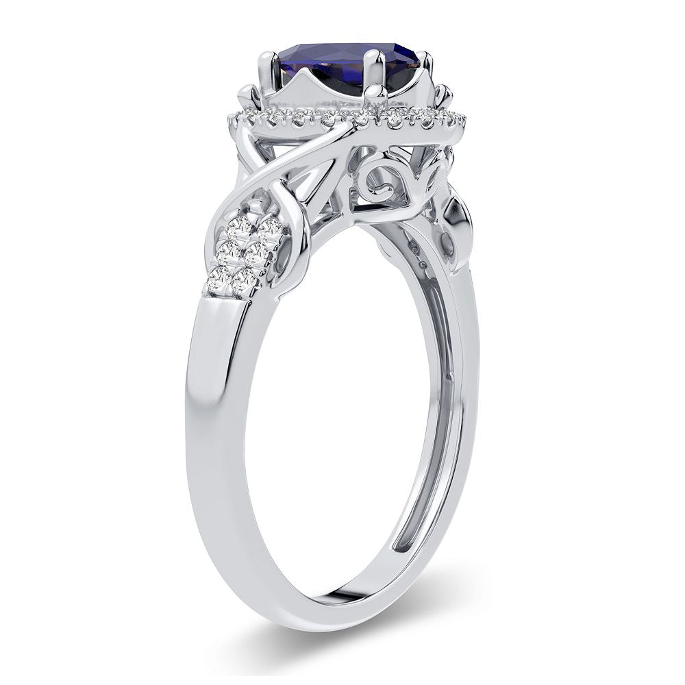 Luminous 14k White Gold Lab Diamond Womens Cocktail Ring