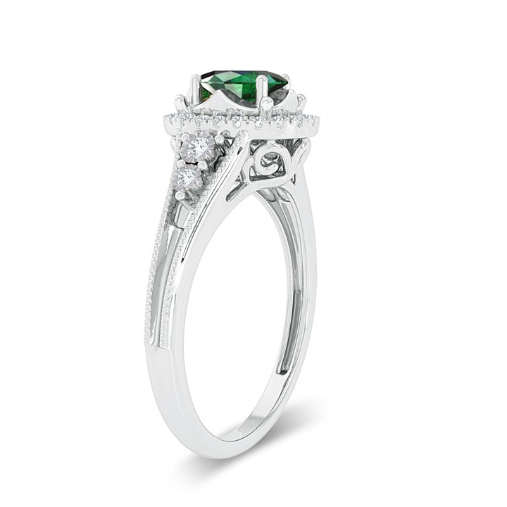 14K 0.10ct Diamond Emerald Ring