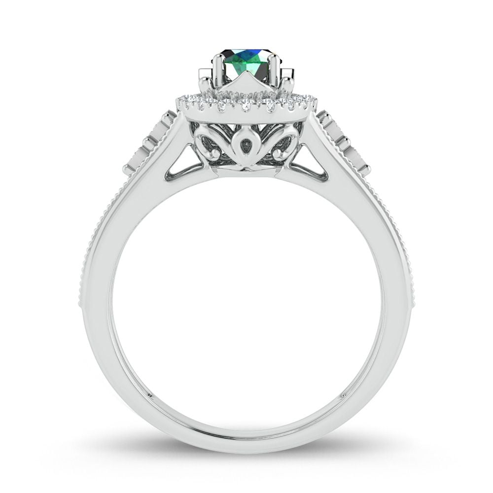 14K 0.10ct Diamond Emerald Ring