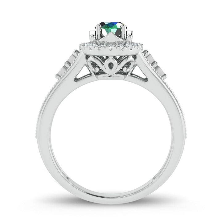 14K 0.10ct Diamond Emerald Ring