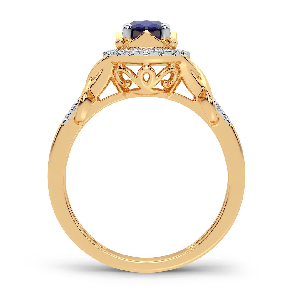 14K Yellow Gold Lab-Created Diamond Womens Cocktail Ring