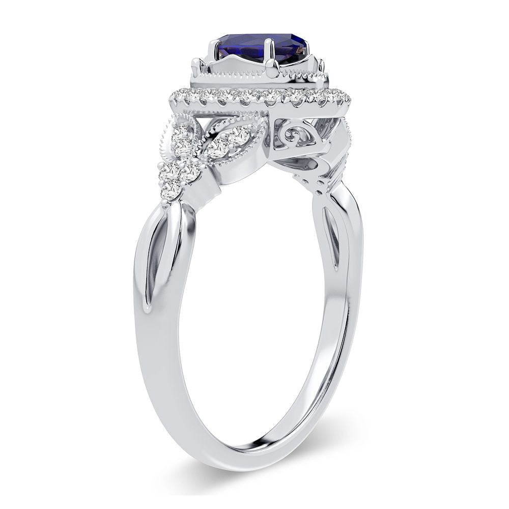14K White Gold 0.20CT Lab Diamond Womens Cocktail Ring