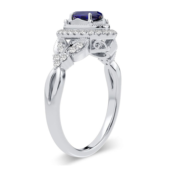 14K White Gold 0.20CT Lab Diamond Womens Cocktail Ring