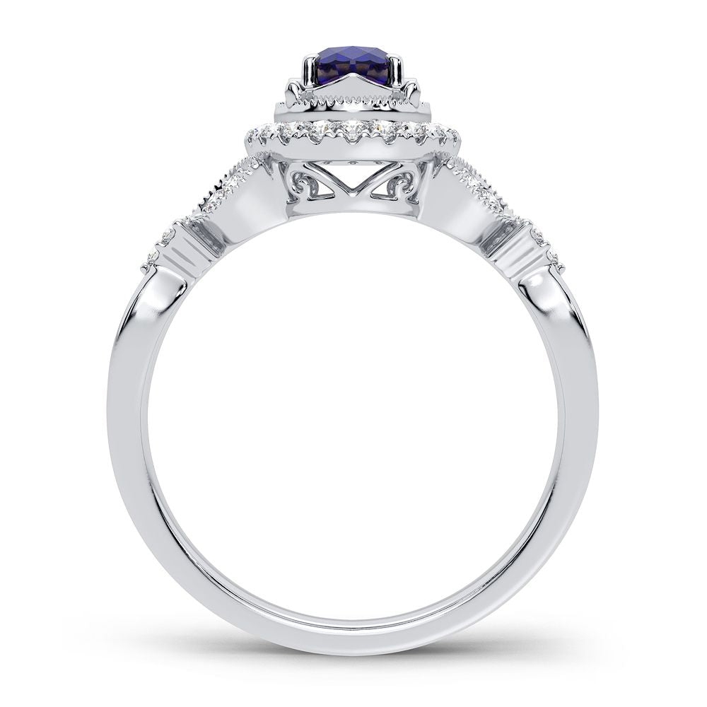 14K White Gold 0.20CT Lab Diamond Womens Cocktail Ring