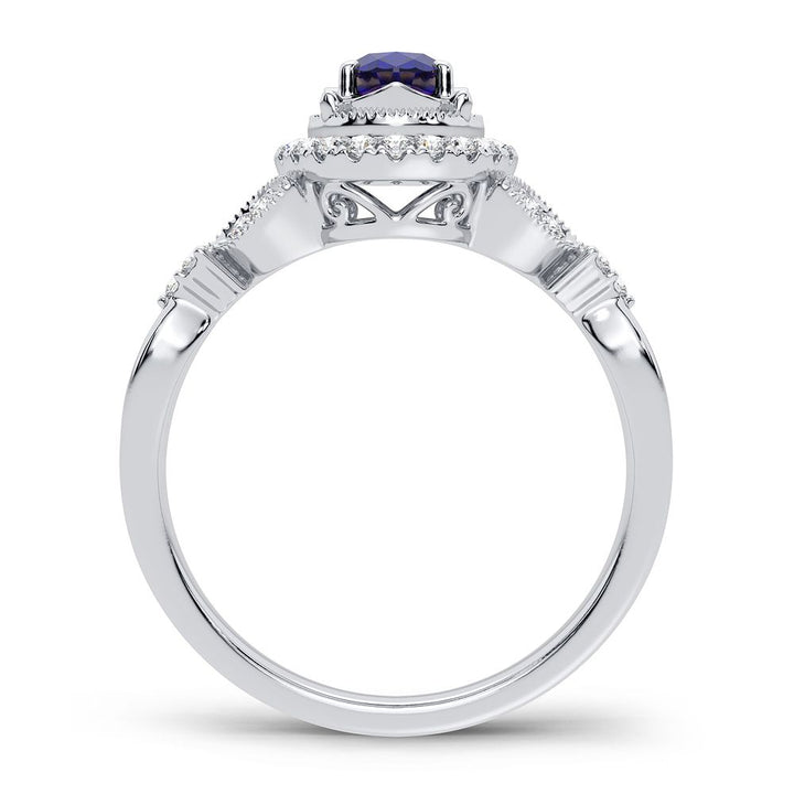 14K White Gold 0.20CT Lab Diamond Womens Cocktail Ring