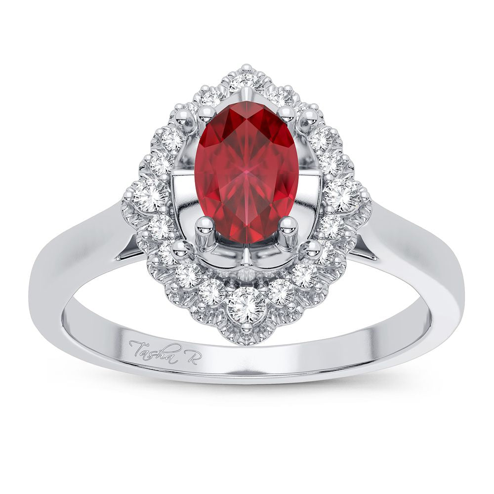Elegant 14k White Gold Lab Diamond Womens Ring
