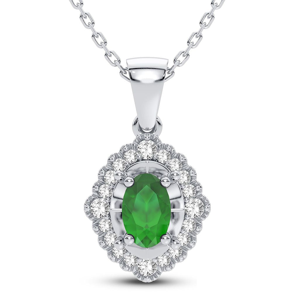 Delicate 14K White Gold Lab Diamond Pendant Necklace