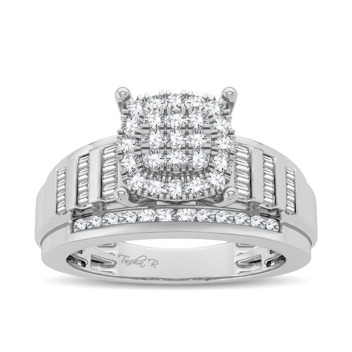 Chic 10k White Gold 0.50CT Lab Diamond Womens Ring