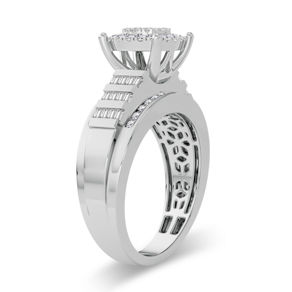 Chic 10k White Gold 0.50CT Lab Diamond Womens Ring
