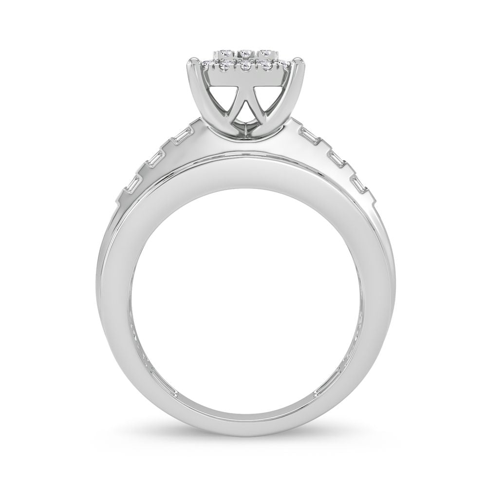 Chic 10k White Gold 0.50CT Lab Diamond Womens Ring