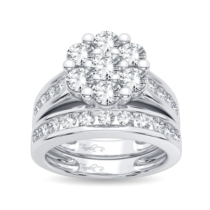 Brilliant 14k White Gold 2CT Lab Diamond Bridal Ring
