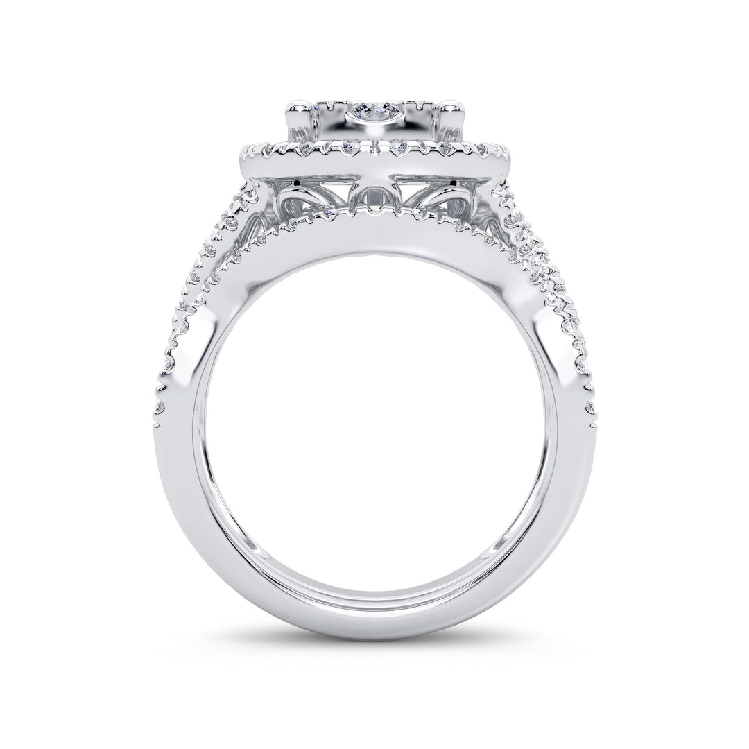 Brilliant 14k White Gold 2CT Lab Diamond Bridal Ring