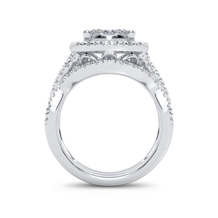Brilliant 14k White Gold 2CT Lab Diamond Bridal Ring