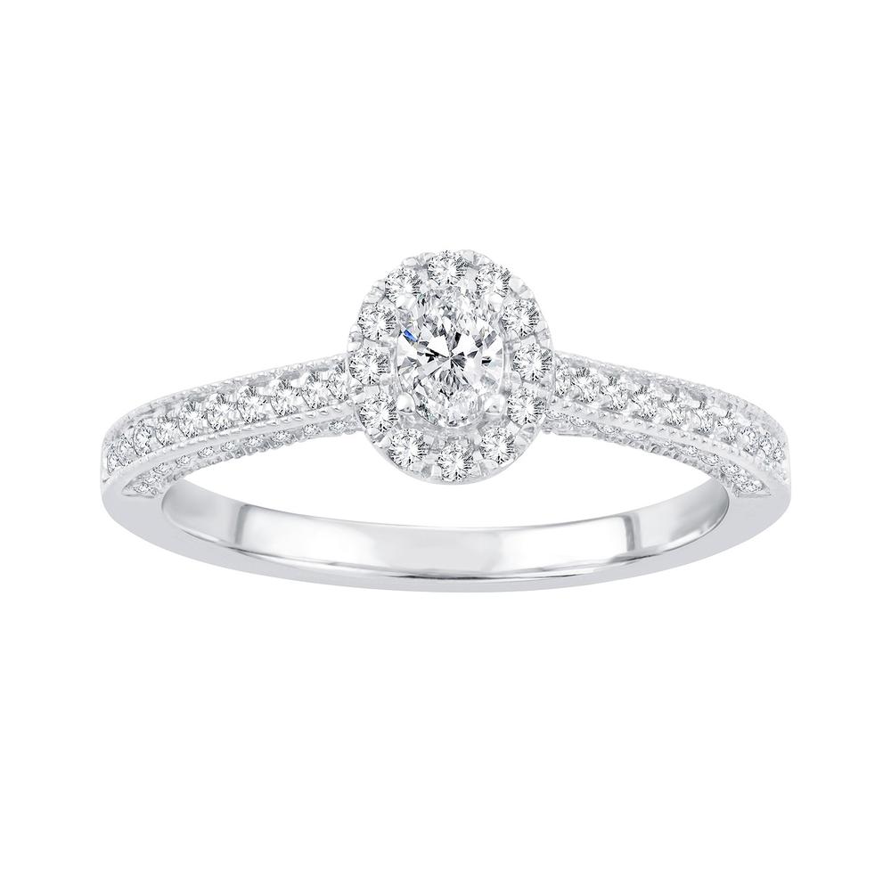 Romantic 14k White Gold Lab Diamond Womens Bridal Ring