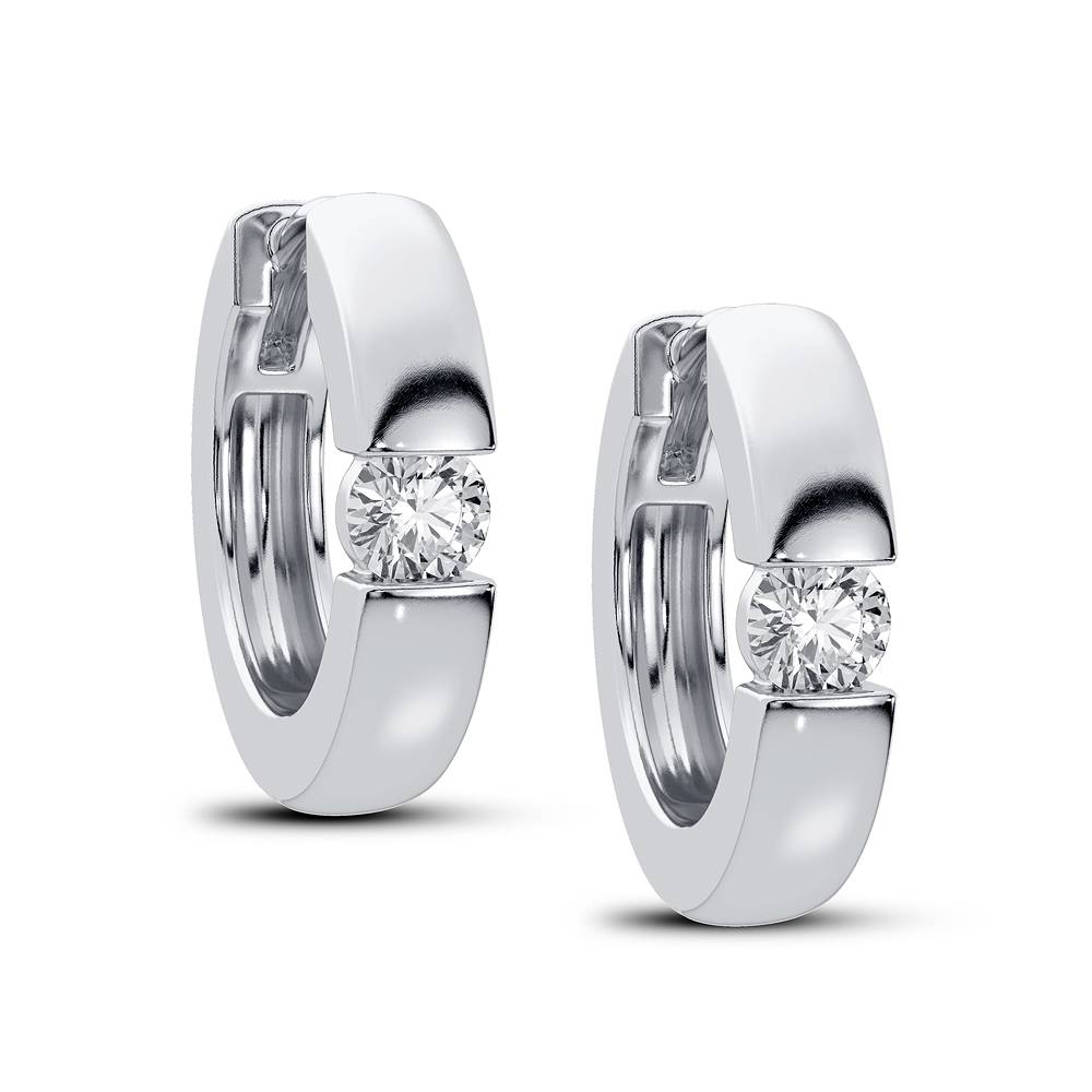 Chic 14k White Gold Lab Diamond Hoop Earrings (0.25CT)
