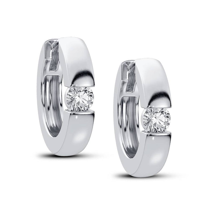 Chic 14k White Gold Lab Diamond Hoop Earrings (0.25CT)