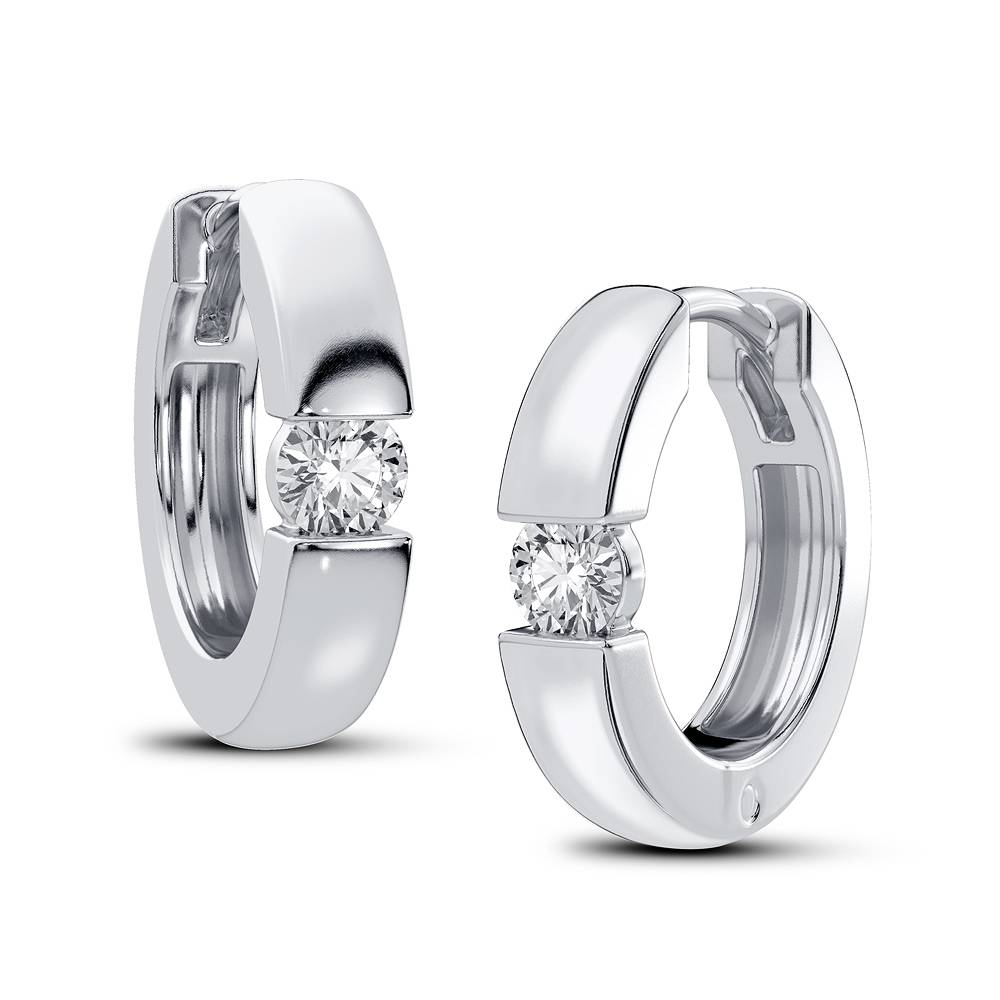 Chic 14k White Gold Lab Diamond Hoop Earrings (0.25CT)
