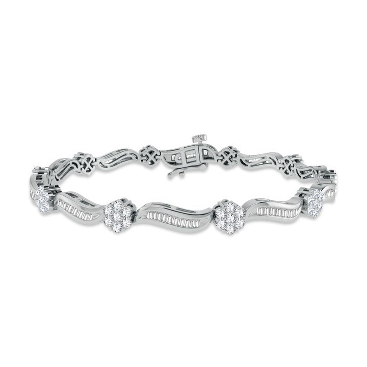 Luminous 14k White Gold 1.95ct Lab Diamond Womens Bracelet