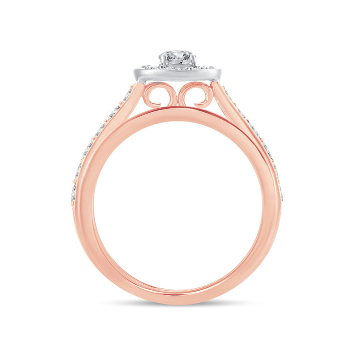 Romantic 14k Rose Gold Lab Diamond Bridal Ring (1CT)