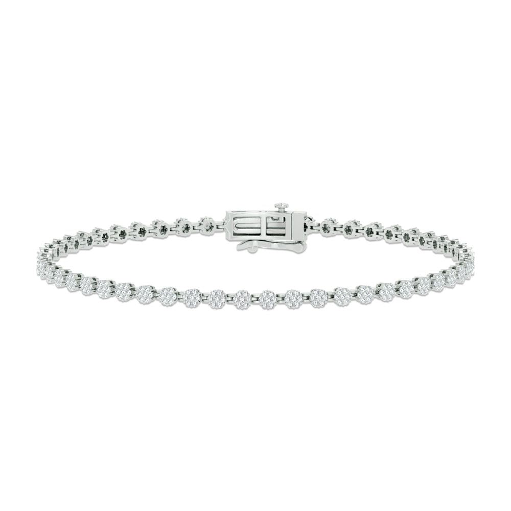 14k White Gold 1ct Lab Diamond Womens Tennis Bracelet