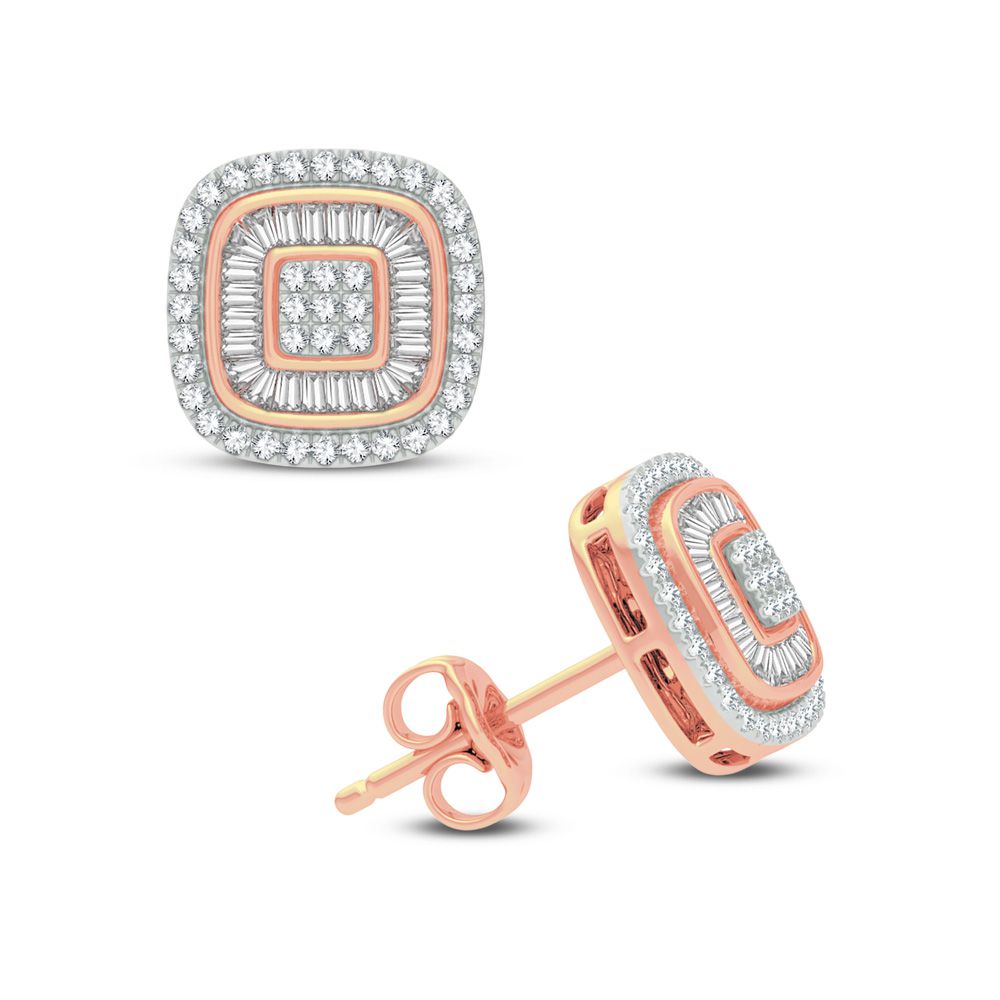 Romantic 14k Rose Gold Lab Diamond Stud Earrings 0.50ct