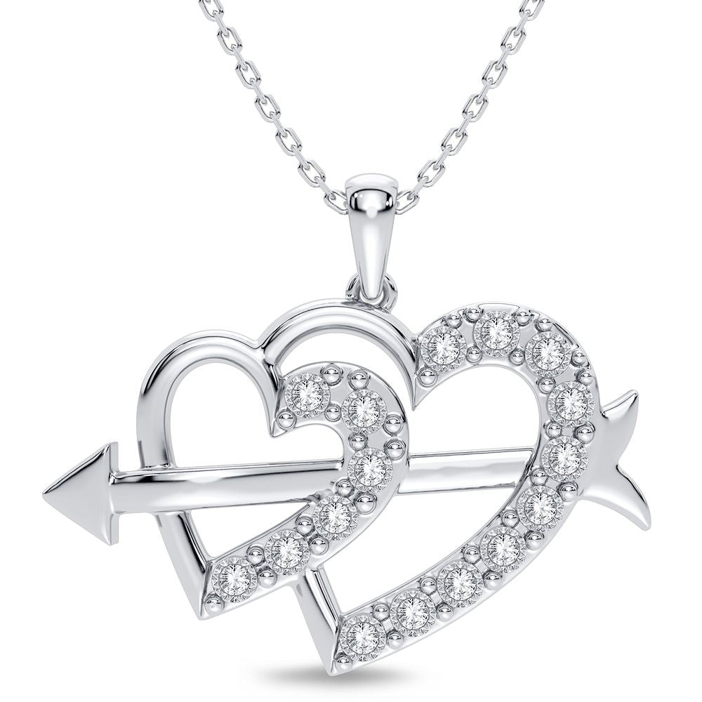 14k White Gold 0.20CT Lab Diamond Womens Pendant Necklace