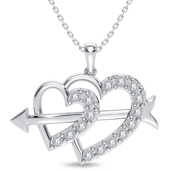 14k White Gold 0.20CT Lab Diamond Womens Pendant Necklace