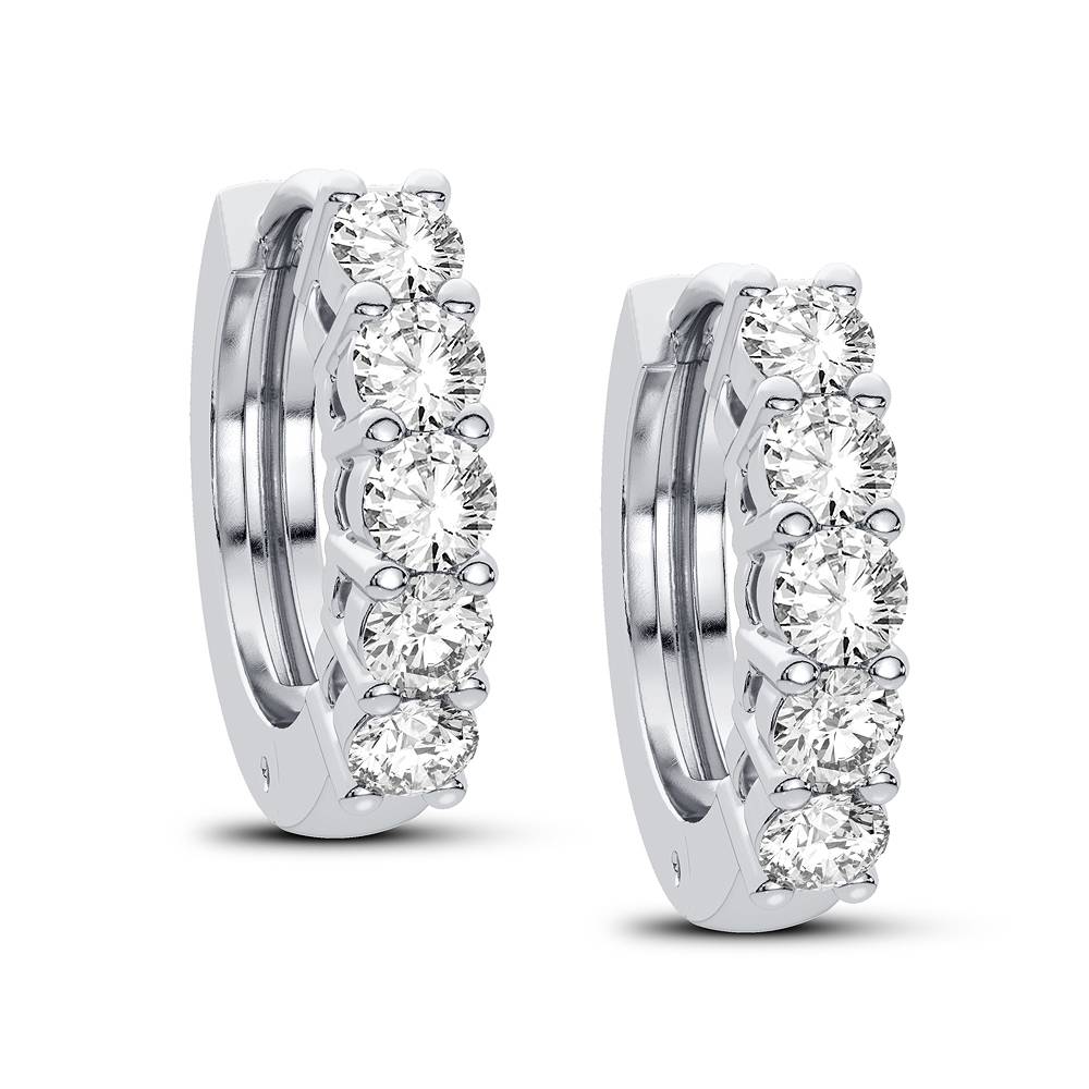 10k White Gold Lab Diamond Hoop Earrings - Chic Sparkle
