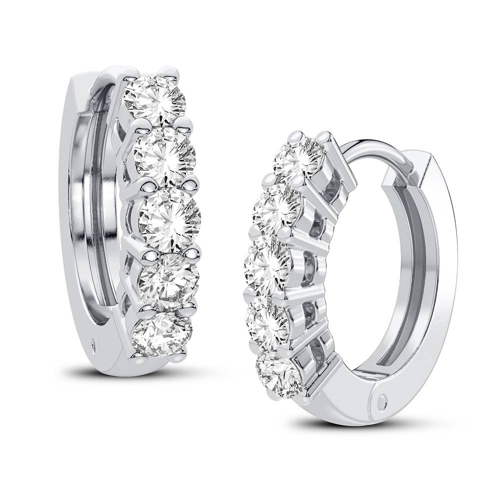 Chic 14K White Gold 0.27CT Lab Diamond Hoop Earrings