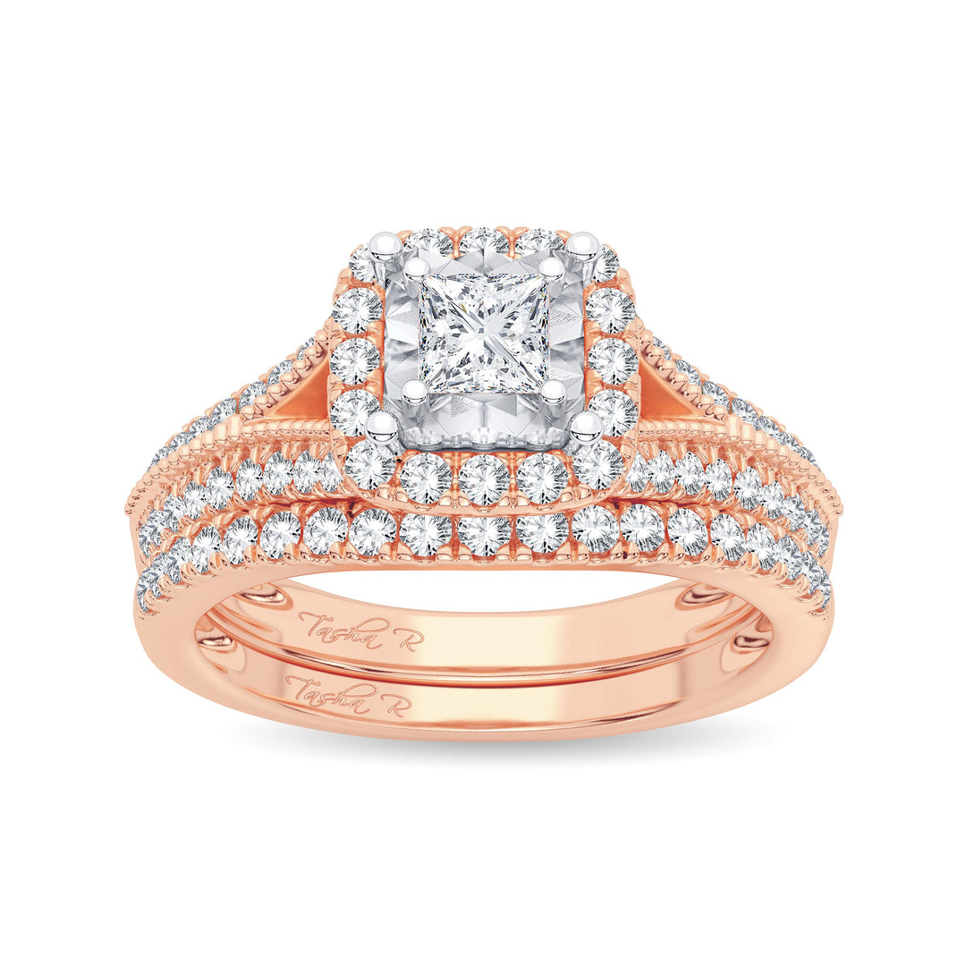 Romantic 14k Rose Gold 0.75ct Lab Diamond Bridal Ring
