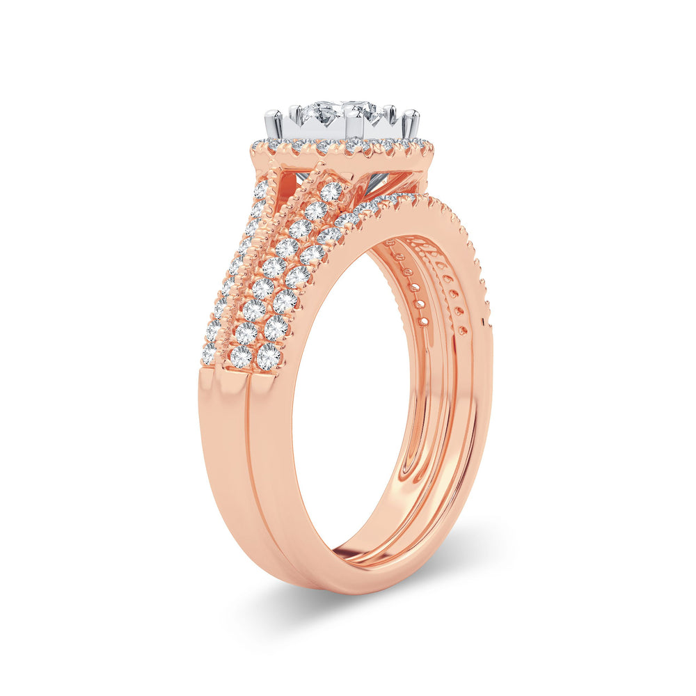 Romantic 14k Rose Gold 0.75ct Lab Diamond Bridal Ring
