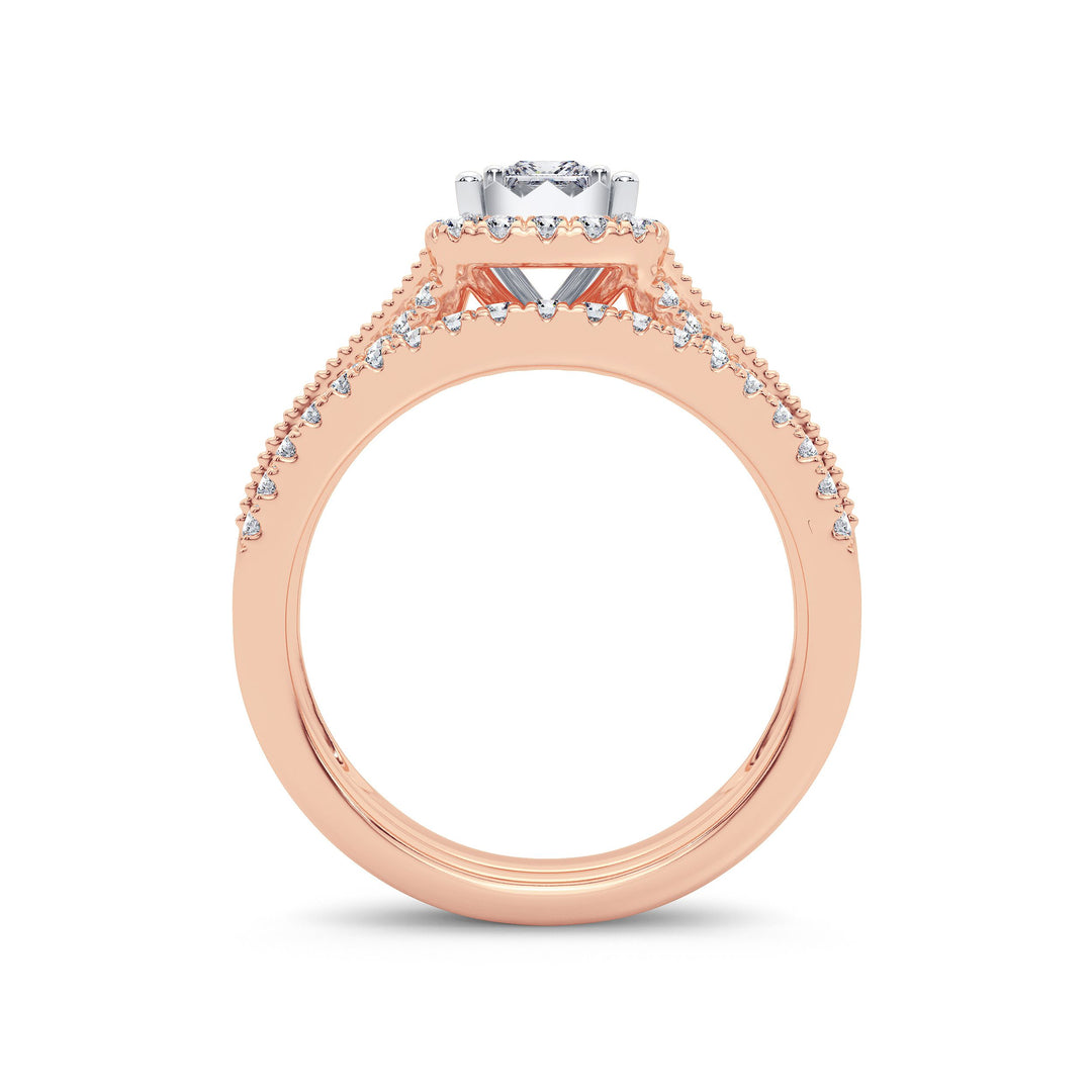 Romantic 14k Rose Gold 0.75ct Lab Diamond Bridal Ring