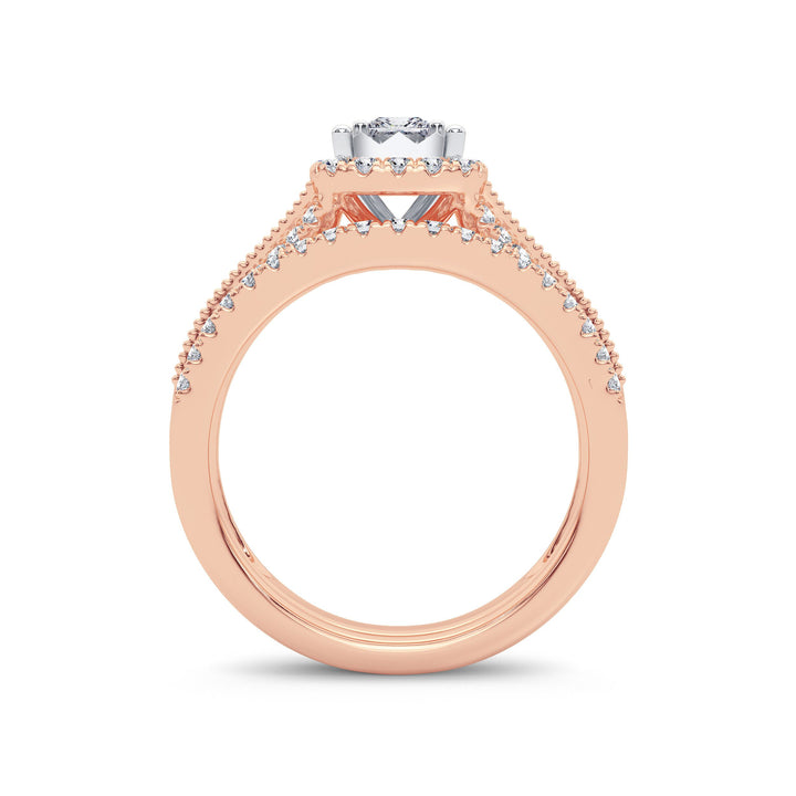 Romantic 14k Rose Gold 0.75ct Lab Diamond Bridal Ring
