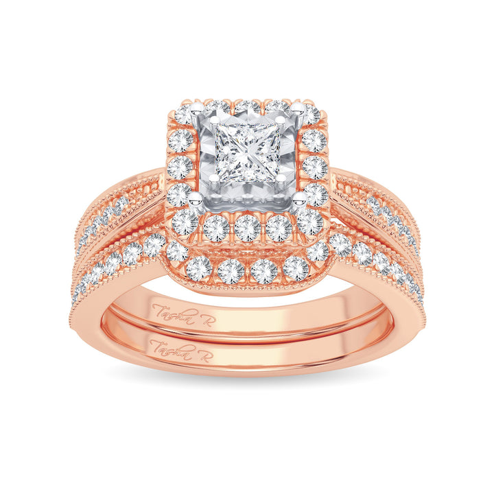 Romantic 14k Rose Gold Lab Diamond Bridal Ring (0.75ct)