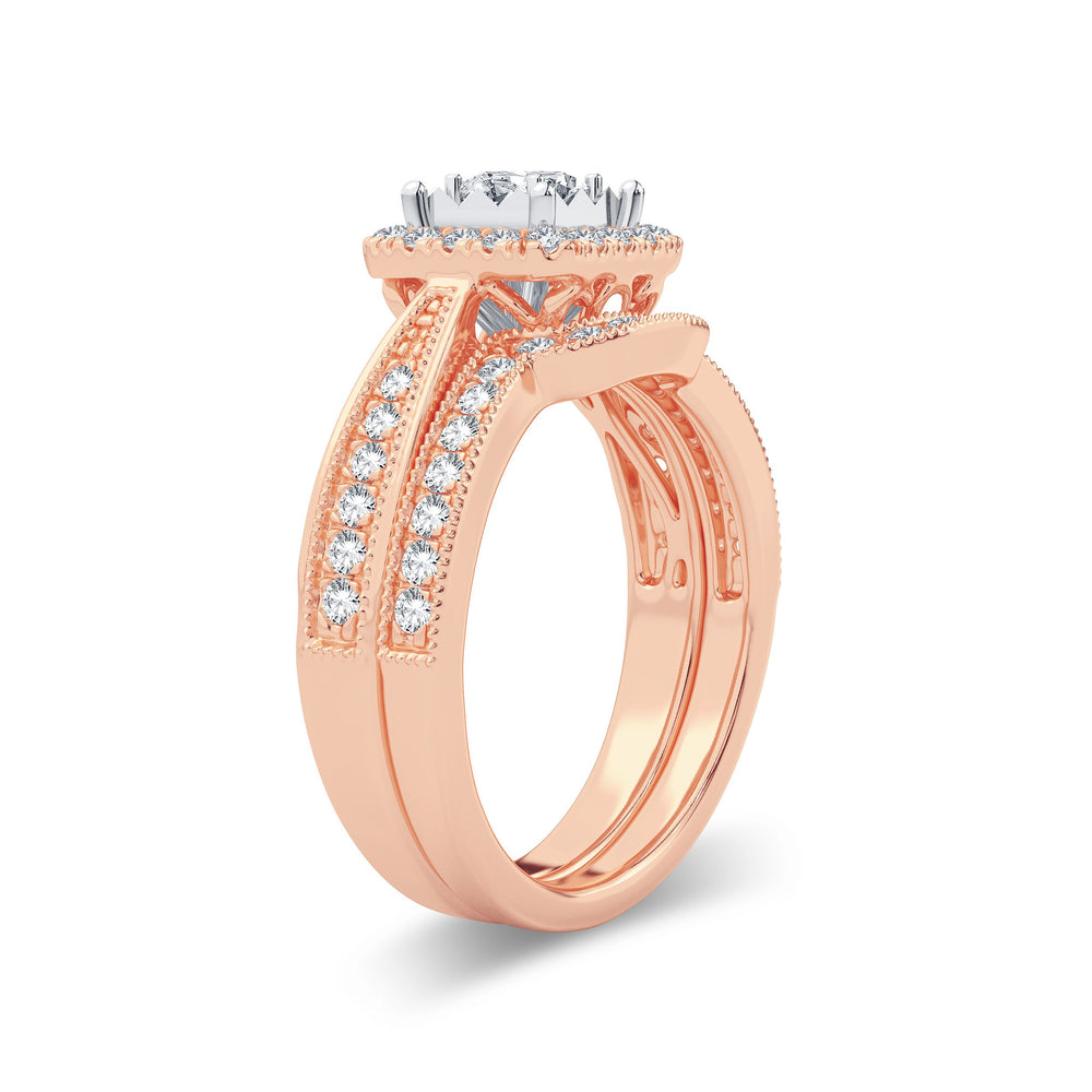 Romantic 14k Rose Gold Lab Diamond Bridal Ring (0.75ct)