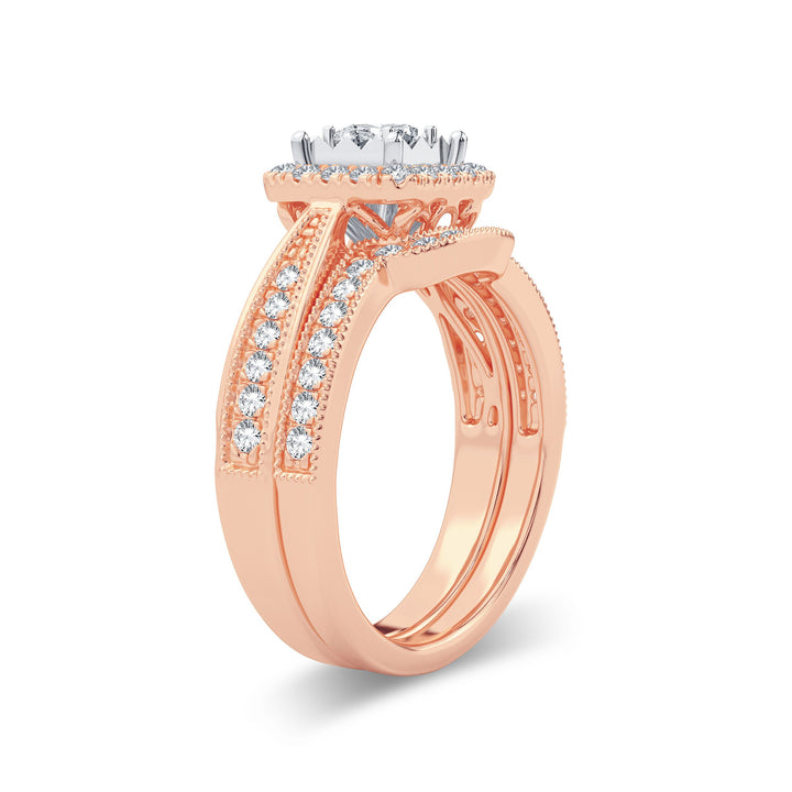 Romantic 14k Rose Gold Lab Diamond Bridal Ring (0.75ct)
