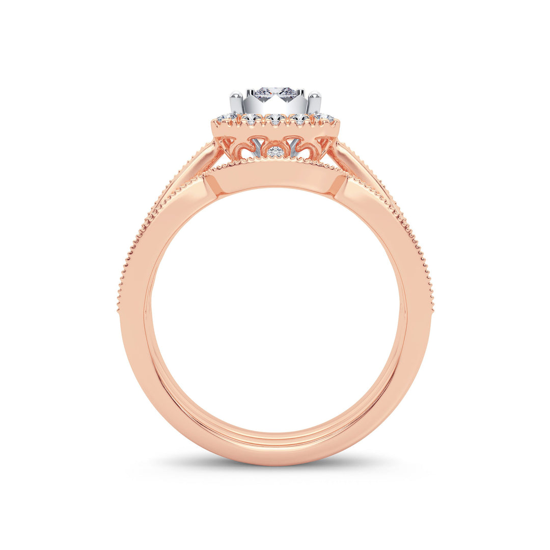 Romantic 14k Rose Gold Lab Diamond Bridal Ring (0.75ct)