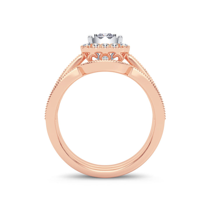 Romantic 14k Rose Gold Lab Diamond Bridal Ring (0.75ct)
