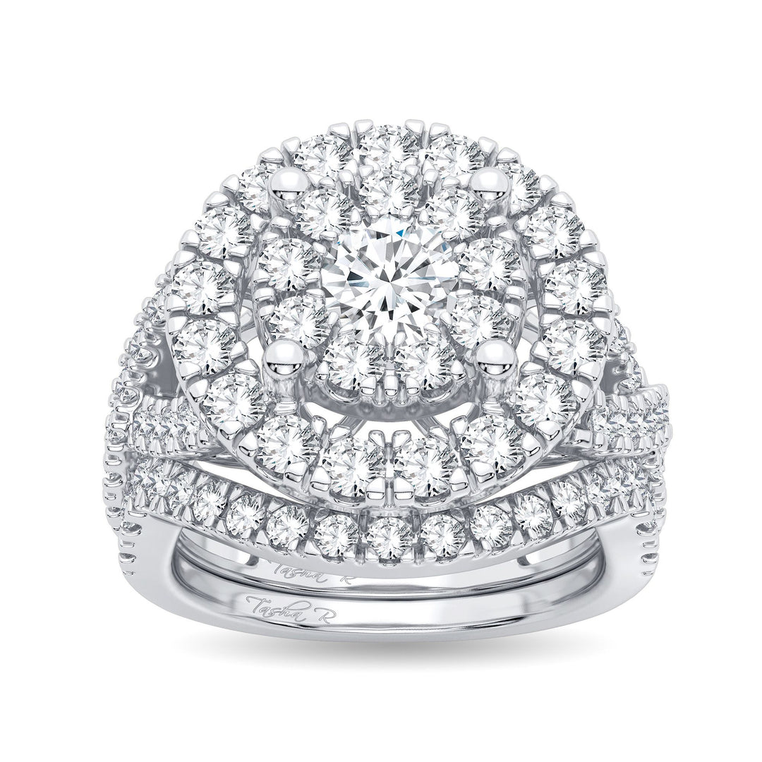 14k White Gold Lab Diamond Bridal Ring Set 2CT