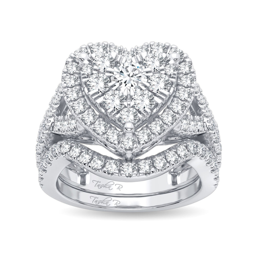 Brilliant 14k White Gold 2CT Lab Diamond Bridal Ring