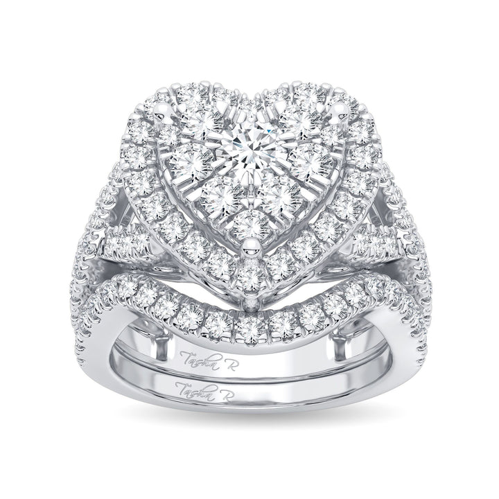 Brilliant 14k White Gold 2CT Lab Diamond Bridal Ring