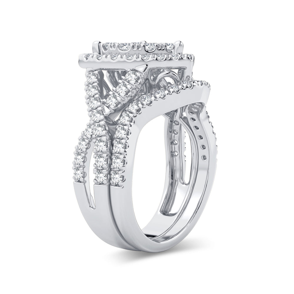 Brilliant 14k White Gold 2CT Lab Diamond Bridal Ring